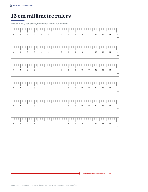 Preview of 15 cm mm Ruler Printable