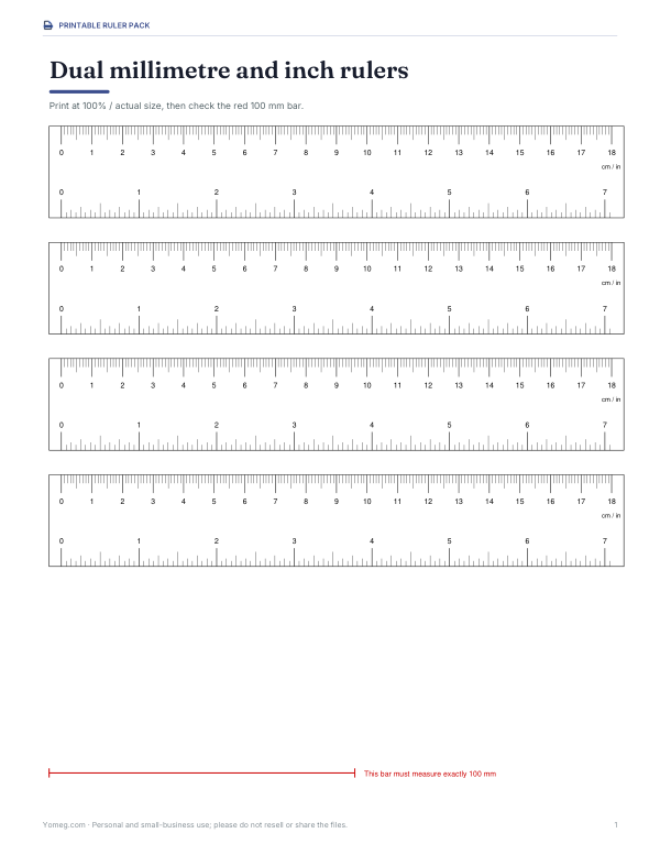 Preview of Printable mm and Inch Rulers